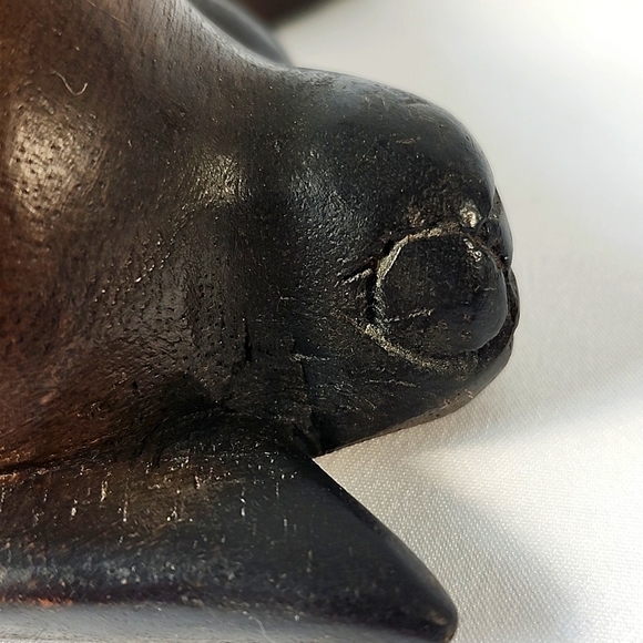 Mandalay Bay Co Black Brown Carved Wood Yawning Cat Figurine Scuplture Thailand - Picture 6 of 16